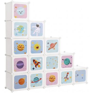 Songmics Shranjevalna omara 15-kockni modularni organizator 123x31x123 cm bela