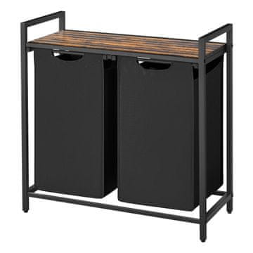 Songmics Košara za perilo z 2 predeloma 73x33x72 cm rjava