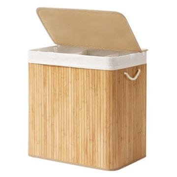 Songmics Košara za perilo 3 pregrade 60x40x61.5 cm naravna