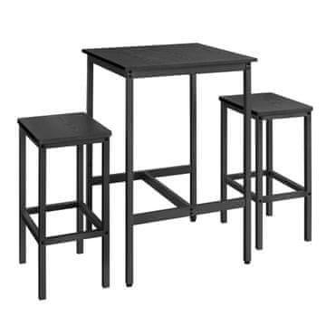 Songmics Set barske mize z 2 stoli, 60x60x90 cm, črna