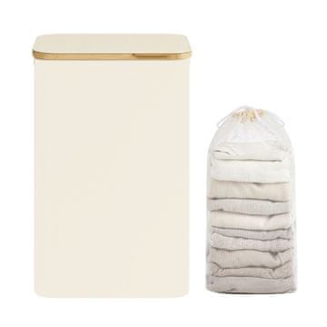 Songmics Košara za perilo s 3 predelki 42x32x70.5 cm bela