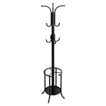 Songmics Samostoječi obešalnik za plašče z držalom za dežnike 40x40x175 cm črne barve