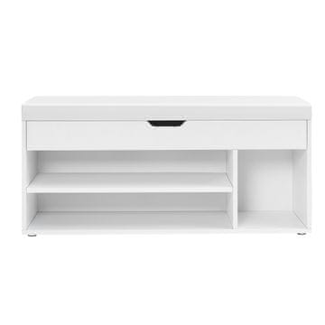 Songmics Čevlji klop 3 odprji predali 30x100x44 cm bela