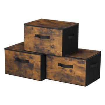 Songmics Set za shranjevanje 3 kosa 40x30x25 cm rjave barve
