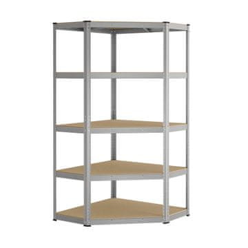 Songmics Kotna polica z 5 nivoji, 70x70x180 cm, srebrna