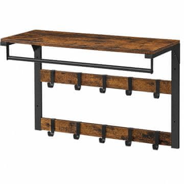 Songmics Stenski obešalnik za plašče 30x65x42 cm rjav