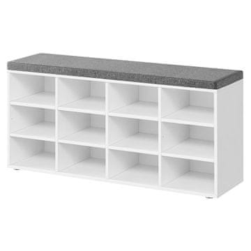 Songmics Čevlji klop 12 predalov 30.3x104x48 cm bela