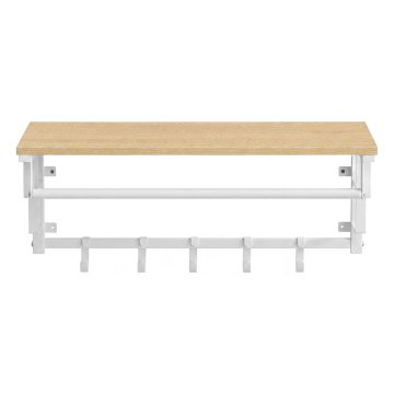 Songmics Stenski obešalnik za plašče 30x66x27 cm rjav