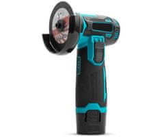 Blow SX01 akumulatorski brezžični kotni brusilnik, 900W moč, 19.500RPM motor, 2x 18Wh 12V 1.5Ah polnilna baterija, hitra menjava rezila, nastavljiv ščitnik, LED indikator, +dodatna oprema, črno-zelen