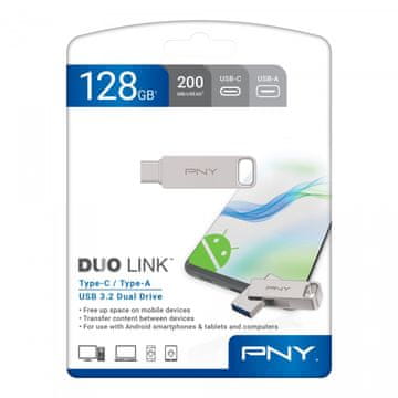 slomart PNY 128GB USB 3.2 Duo-Link ključek, USB-A/USB-C
