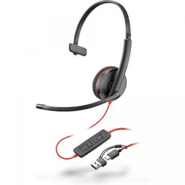 slomart Poly Blackwire 3210 naglavne slušalke USB-C, črne