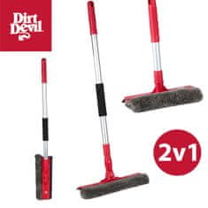 Dirt Devil DIRT DEVIL 2v1 metla / brisalec za čiščenje stekla, teleskopski ročaj 68-116cm, srebrna/rdeča