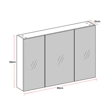 Songmics Ogledalna omara 3 vrata 15x90x60 cm bela