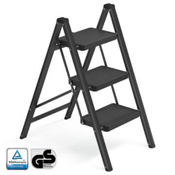 Songmics Zložljiv stopničasti stol 55x43.4x61.8 cm črne barve