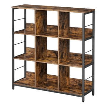 Songmics Knjigarna 3 nivoji 9 predelkov 100x30x103.1 cm rjava