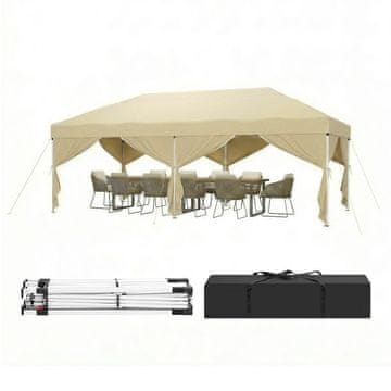 Songmics Zložljiv paviljon Gazebo 600x300x264 cm bež
