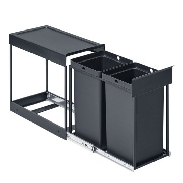 Songmics Kuhinjski zabojnik za smeti 2 predelka 48.6x25.4x44 cm siva