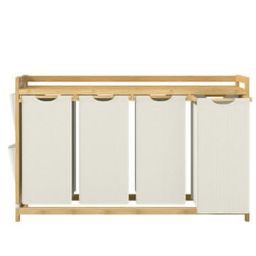 Songmics Košara za perilo s 3 predelki 94x33x78 cm bela