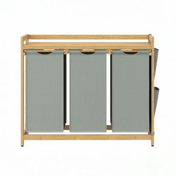 Songmics Košara za perilo 3 pregrade 94x33x78 cm siva