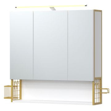 Songmics Kopalniško ogledalo z omarico 14.6x70.1x70.1 cm, belo
