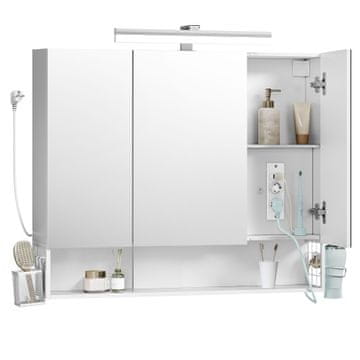 Songmics Kopalniška omarica z ogledalom 16.5x90x75 cm bela