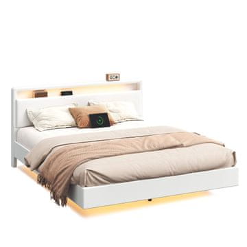 Songmics Posteljni okvir 213.1x167.1x90.1 cm, bel