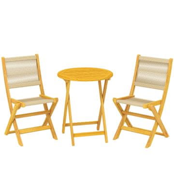 Homestar Komplet balkonskega pohištva 3-delni 48x55,5x88 cm stol 60x74 cm miza naravno leseno
