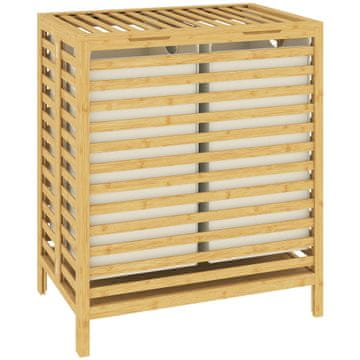 Homestar Košara za perilo 2 prekata 55x36x64,2 cm naravna zložljiva