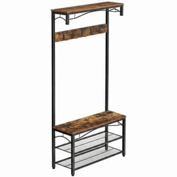 Songmics Obešalnik za plašče s klopjo za čevlje 80x178.5x30 cm Črna