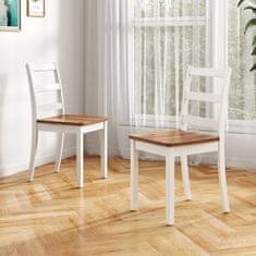 Costway Set 2 lesenih jedilnih stolov rustikalno rjavi