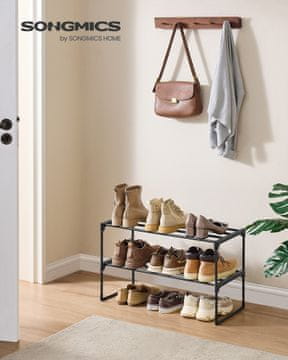 Songmics Obešalnik za čevlje 68x30x36.8 cm Črn