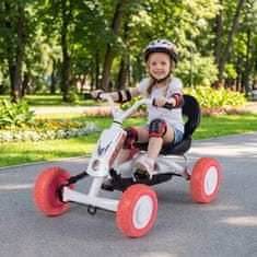 Costway Otroški pedalni gokart s 4 kolesi in sedežem z 2 položajema, bel