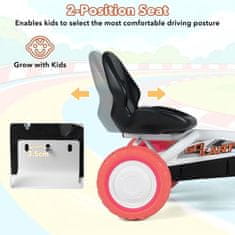 Costway Otroški pedalni gokart s 4 kolesi in sedežem z 2 položajema, bel