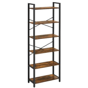 Songmics Knjižna omara 6 polic 30x66x186 cm rjava