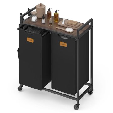 Songmics Košara za perilo 2 predelka 68.6x33x81 cm črna