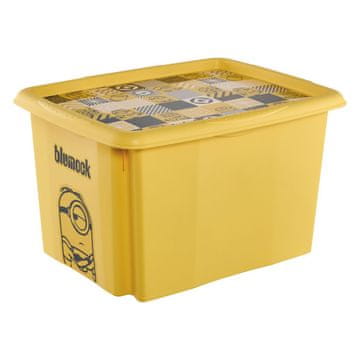 keeeper karolina "minions mosaic" rumena zložljiva škatla s pokrovom 30 l