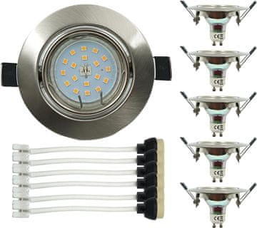 LED žarnica GU10 5W 550lm 120° srebrna z nastavljivim difuzorjem, nikelj srebrna, nevtralna svetloba, energijsko varčna, za dnevno sobo, kuhinjo, spalnico, enakomerna porazdelitev svetlobe