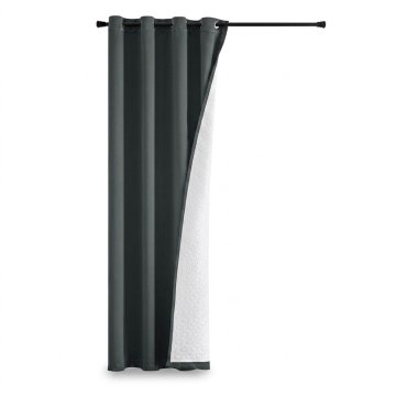 Siva termoizolacijska zatemnitvena zavesa, 245x132 cm, dvoslojna, poliestrsko vlakno, 8 obročkov (4 cm), za spalnico, dnevno sobo, hodnik, energetska učinkovitost, enostavna nega, pralna