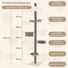 Northio Praskalnik visok strop 236-271 cm od tal do stropa mačje pohištvo lesno sivo