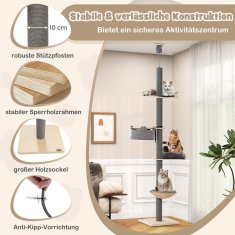 Northio Praskalnik visok strop 236-271 cm od tal do stropa mačje pohištvo lesno sivo