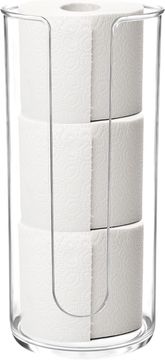 Prozorno stojalo za toaletni papir, kopalniški organizator za 3 rolice, vzdržljiva plastika brez BPA, odporna na razbitje, 18x36 cm, prihranek prostora, enostavno čiščenje, sodoben dizajn