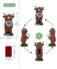 Okrasna figurica krava Highland, vrtna, solarna LED, rjava, dekoracija za vrt, terasa, balkon, dnevna soba, vodoodporna, avtomatski vklop