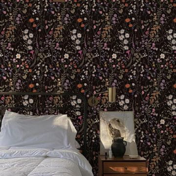 Samolepilna tapeta vintage, cvetlični vzorec, bež, 44x1200 cm, vinilna folija, enostavna montaža, pokritost 5,28 m2, za stene in pohištvo, odstranljiva brez sledi
