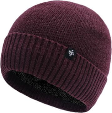 Zimska kapa Beanie, pletena, topla, elastična, mehka, bordo, enotna velikost, s flis podlogo, unisex, za zimske športe in vsakodnevno uporabo, mešanica poliestra in volne, udobje, stil