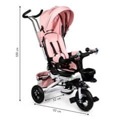 Northix 360° vrtljiv tricikel Deluxe s streho roza ECOTOYS