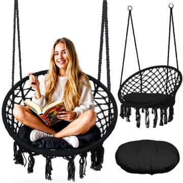 Northix Viseči vrtni gugalnik BOHO črn