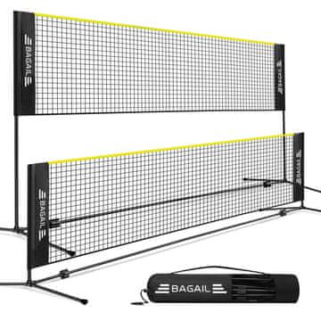 Mreža za odbojko in badminton BAGAIL, nastavljiva po višini 85-155 cm, zložljiva 5,2 m, jekleni okvir, najlon, za vrt, plažo, dvorano, vključno s torbo