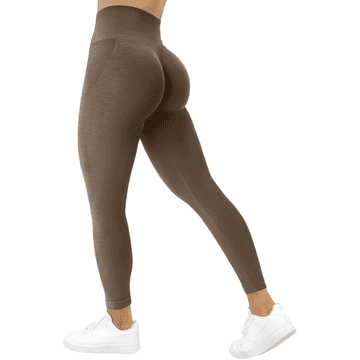 Ženske športne pajkice TAYOEA brezšivne Push-Up modelirajoče rjave M, visok pas, Scrunch Butt Lifting, Skinny, 92% najlon, 8% elastan, Squat-Proof, zračne, za fitnes, jogo, tek
