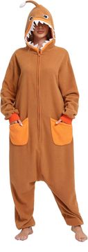 Kigurumi Pižama Onesie Kostim Globinska Riba Unisex, Udobna Topla Obleka za Spanje iz Poliestra, Zadrga, 2 Žepa, Velikost M (160-169 cm)