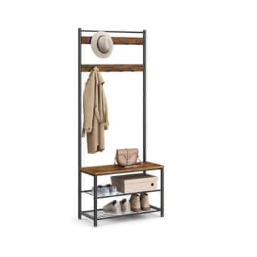 Songmics Stojalo za plašče 70x175x32 cm rjavo
